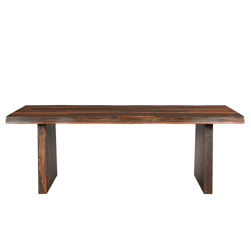 Dark Brown Solid Wood 9-Piece Dining Set with Live Edge Table and Chairs