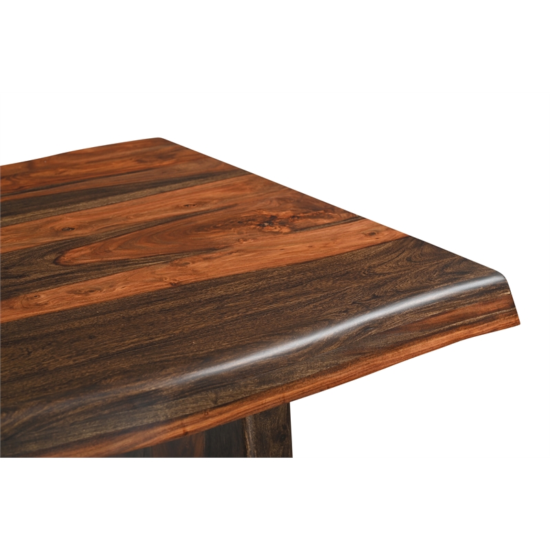 Dark Brown Solid Wood 9-Piece Dining Set with Live Edge Table and Chairs