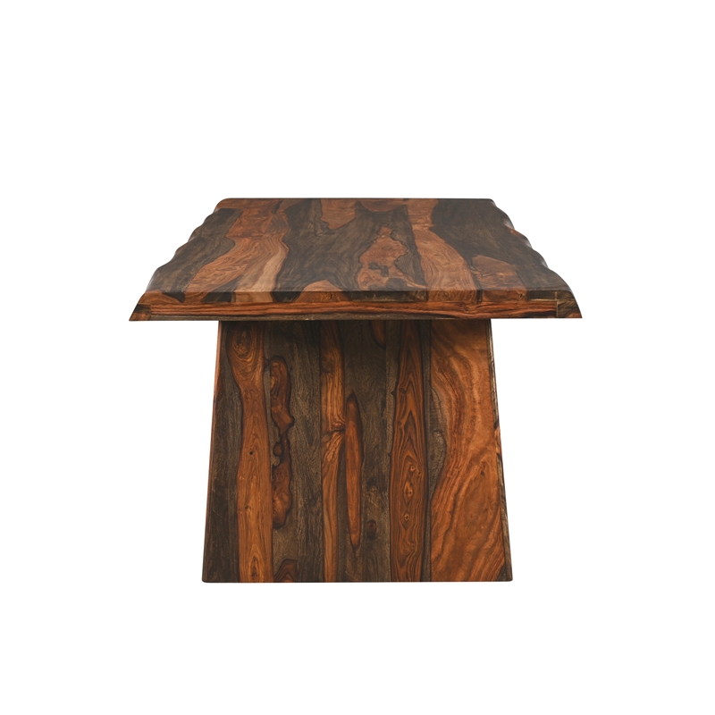Dark Brown Solid Wood 9-Piece Dining Set with Live Edge Table and Chairs