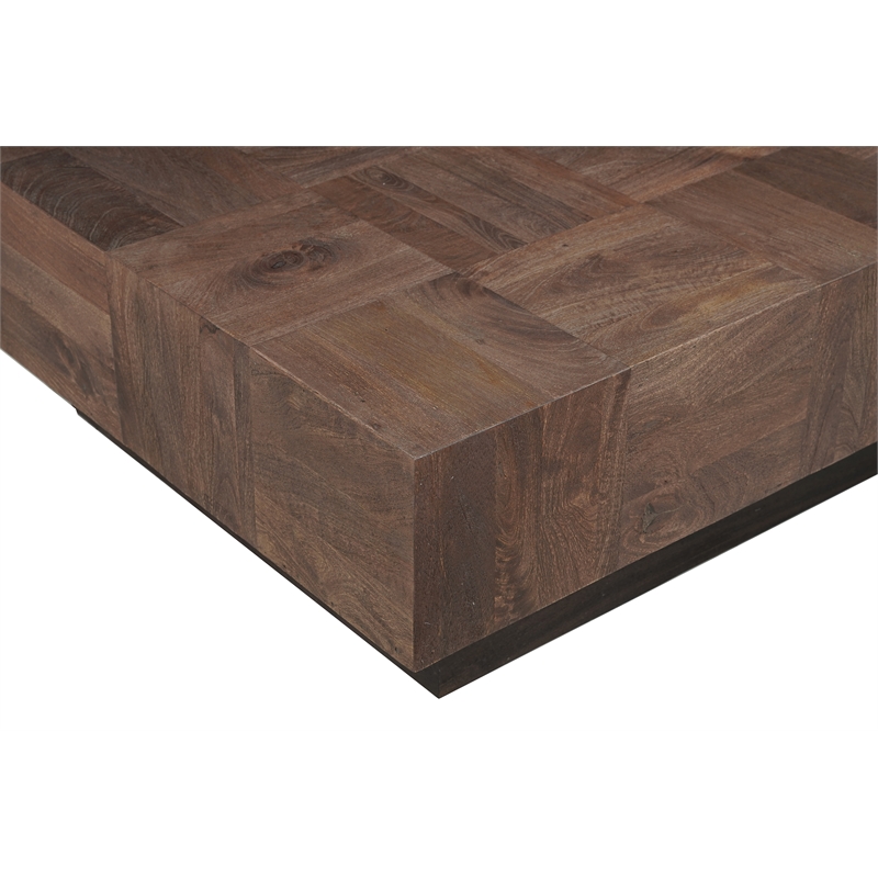 Rectangular Solid Wood Coffee Table Mango Wood Dark Brown Top with Dark Base
