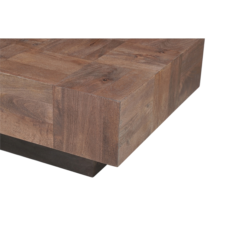 Rectangular Solid Wood Coffee Table Mango Wood Dark Brown Top with Dark Base