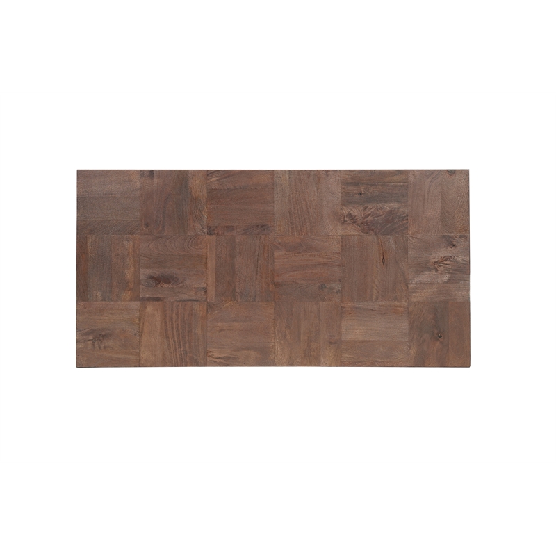 Rectangular Solid Wood Coffee Table Mango Wood Dark Brown Top with Dark Base