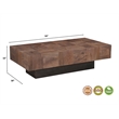 Rectangular Solid Wood Coffee Table Mango Wood Dark Brown Top with Dark Base