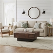 Square Solid Wood Coffee Table Mango Wood Dark Brown Top with Dark Base
