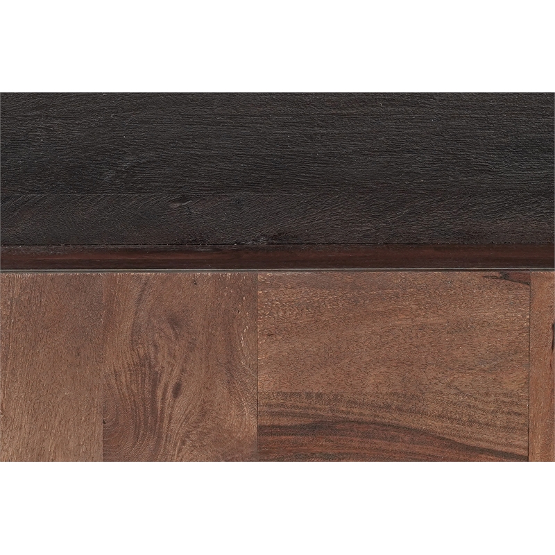 Square Solid Wood Coffee Table Mango Wood Dark Brown Top with Dark Base
