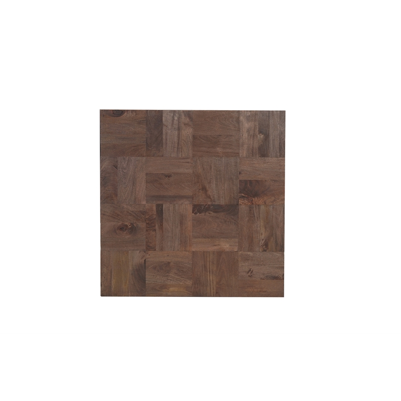 Square Solid Wood Coffee Table Mango Wood Dark Brown Top with Dark Base