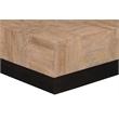 Square Solid Wood Coffee Table Mango Wood Brown Top with Dark Base