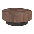 Round Solid Wood Coffee Table Mango Wood Dark Brown Top with Dark Base