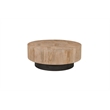Round Solid Wood Coffee Table Mango Wood Brown Top with Dark Base