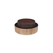 Round Solid Wood Coffee Table Mango Wood Brown Top with Dark Base