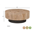 Round Solid Wood Coffee Table Mango Wood Brown Top with Dark Base