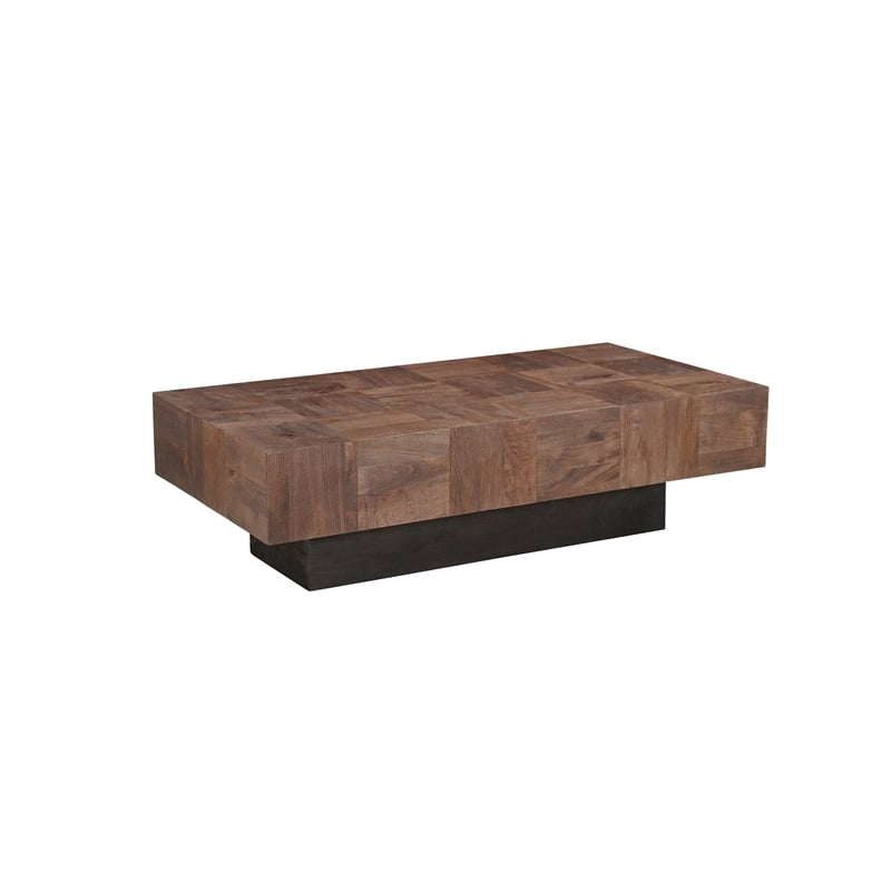 2-Piece Solid Wood Coffee and End Table Set Dark Brown Mango Wood