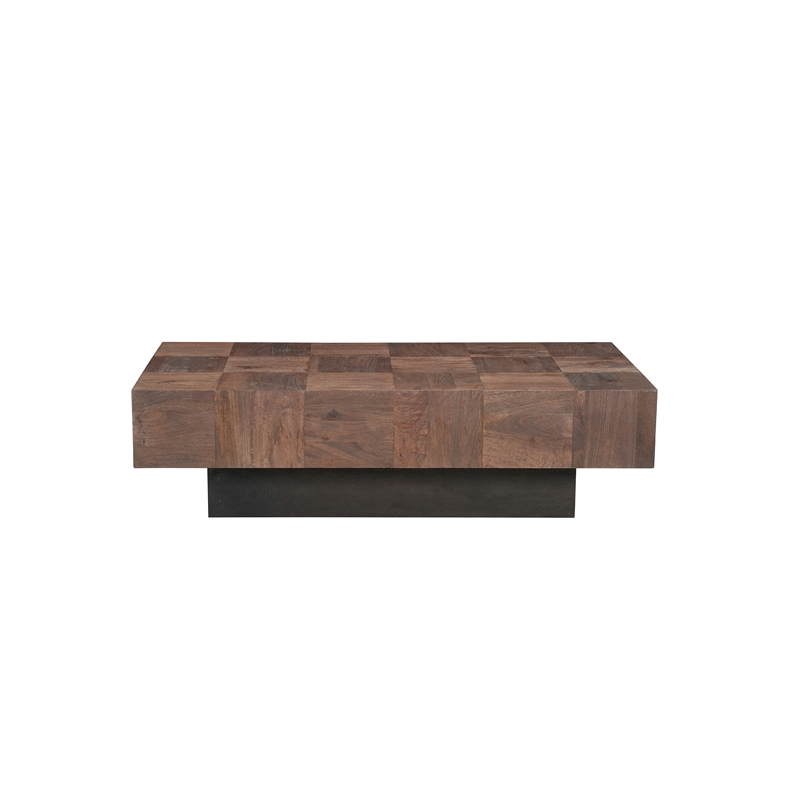 2-Piece Solid Wood Coffee and End Table Set Dark Brown Mango Wood