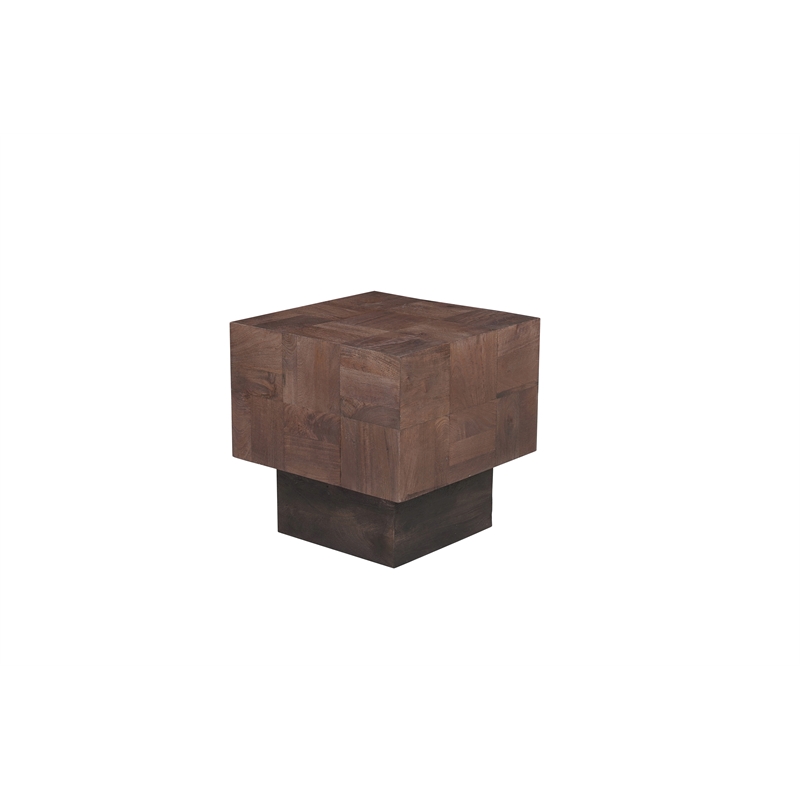 2-Piece Solid Wood Coffee and End Table Set Dark Brown Mango Wood