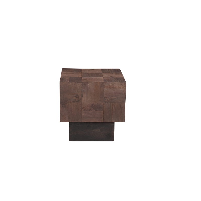 2-Piece Solid Wood Coffee and End Table Set Dark Brown Mango Wood