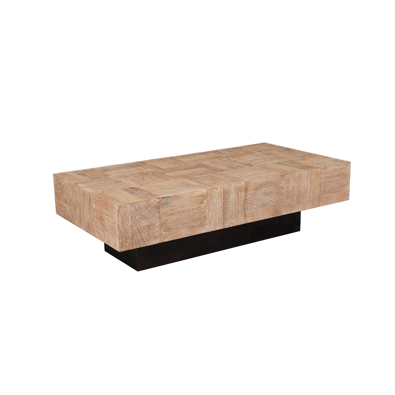 2-Piece Solid Wood Coffee and End Table Set Brown Mango Wood