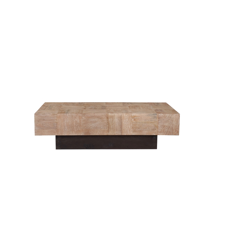 2-Piece Solid Wood Coffee and End Table Set Brown Mango Wood