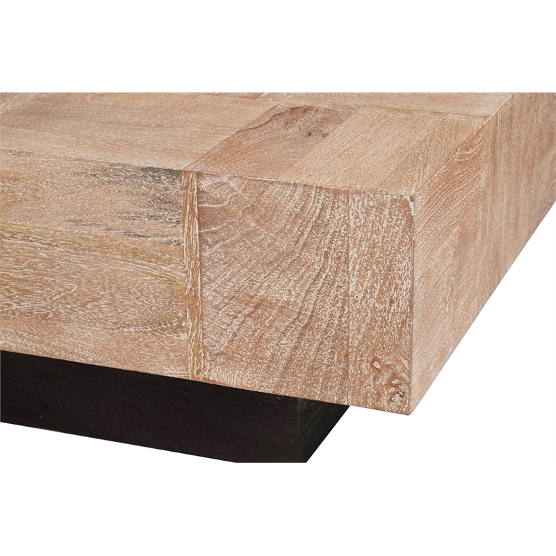 2-Piece Solid Wood Coffee and End Table Set Brown Mango Wood