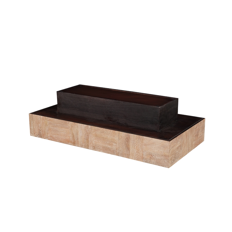 2-Piece Solid Wood Coffee and End Table Set Brown Mango Wood