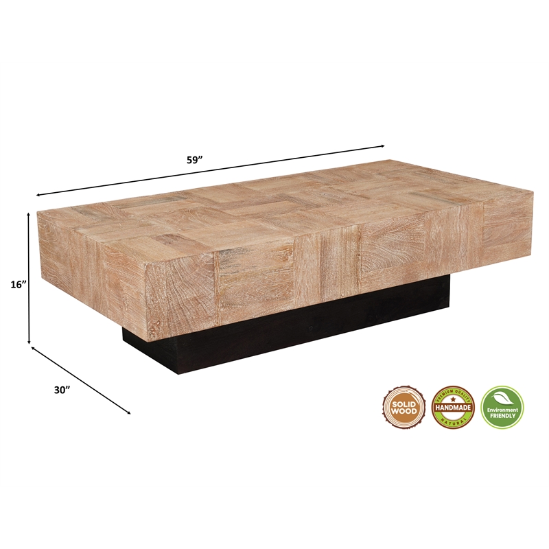2-Piece Solid Wood Coffee and End Table Set Brown Mango Wood