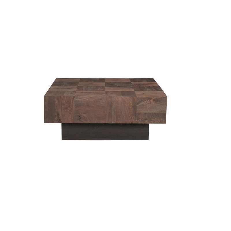 2-Piece Solid Wood Living Room Set Square Coffee and End Tables Dark Brown