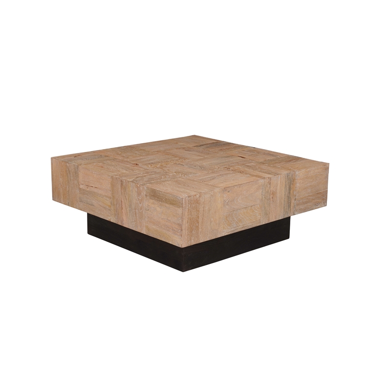 2-Piece Solid Wood Living Room Set Square Coffee and End Tables Brown