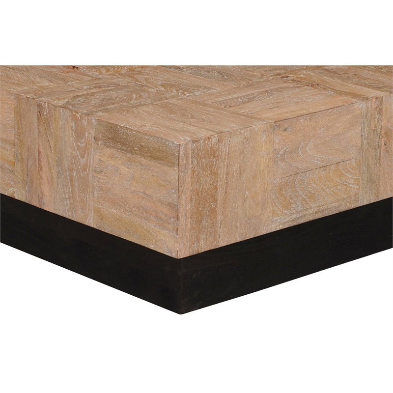 2-Piece Solid Wood Living Room Set Square Coffee and End Tables Brown