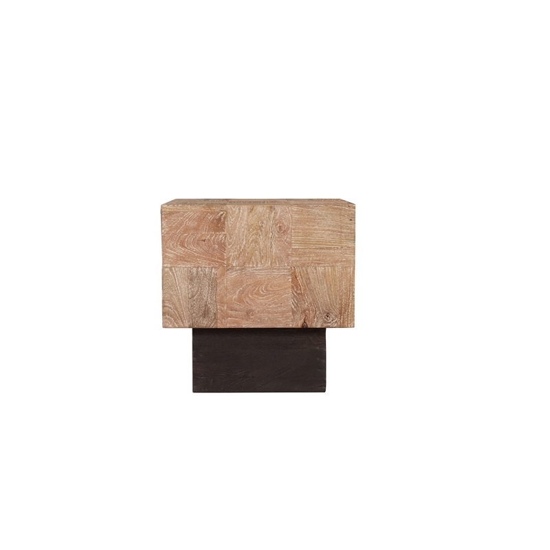 2-Piece Solid Wood Living Room Set Square Coffee and End Tables Brown