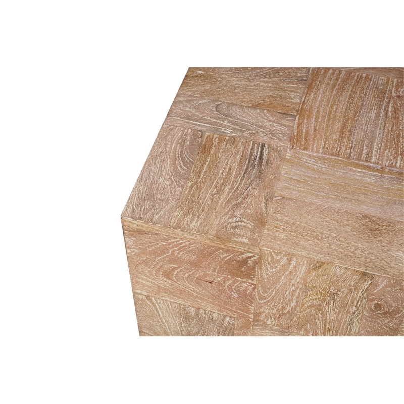 2-Piece Solid Wood Living Room Set Square Coffee and End Tables Brown