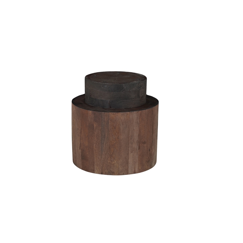 2-Piece Solid Wood Living Room Set Round Coffee and End Tables Dark Brown