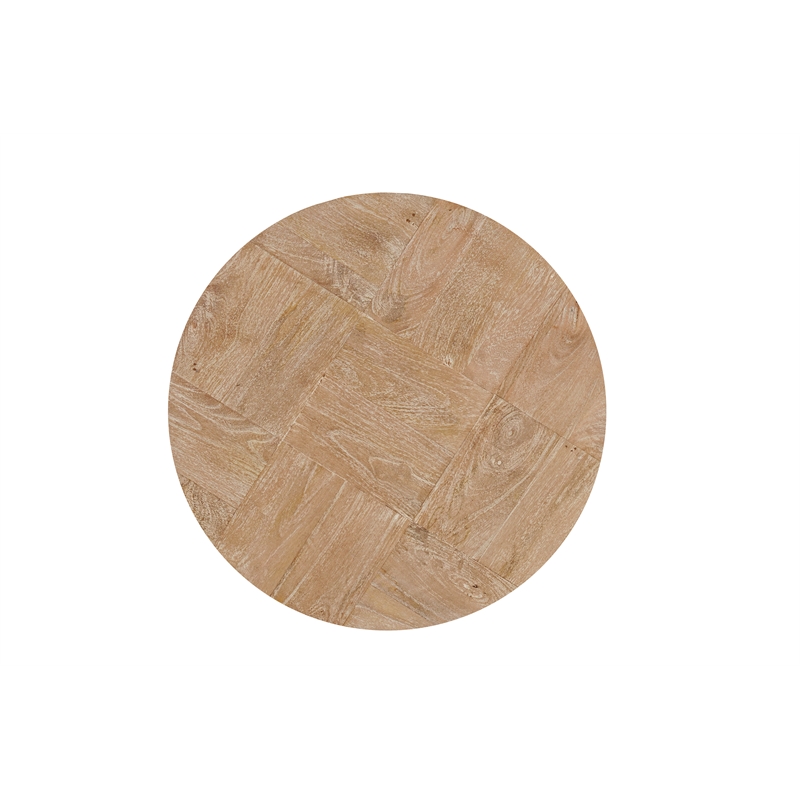 2-Piece Solid Wood Living Room Set Round Coffee and End Tables Brown