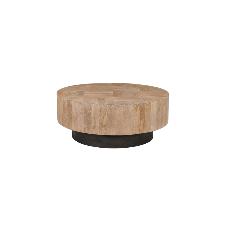 2-Piece Solid Wood Living Room Set Round Coffee and End Tables Brown