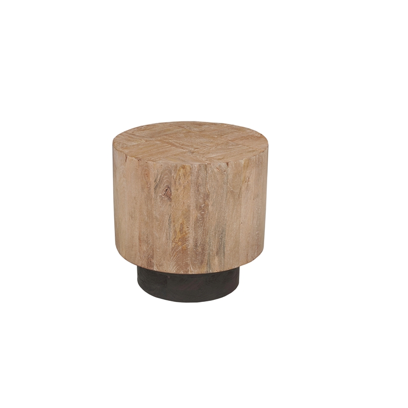 2-Piece Solid Wood Living Room Set Round Coffee and End Tables Brown