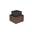 Square Solid Wood End Table Mango Wood Dark Brown Top with Dark Base