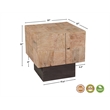 Square Solid Wood End Table Mango Wood Brown Top with Dark Base