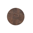 Round Solid Wood End Table Mango Wood Dark Brown Top with Dark Base