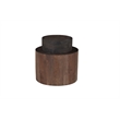 Round Solid Wood End Table Mango Wood Dark Brown Top with Dark Base