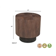 Round Solid Wood End Table Mango Wood Dark Brown Top with Dark Base