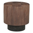 Round Solid Wood End Table Mango Wood Dark Brown Top with Dark Base
