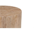 Round Solid Wood End Table Mango Wood Brown Top with Dark Base