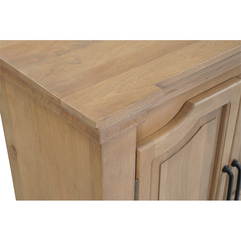 Solid Wood Sideboard with 6 Arched Doors Natural Brown Finish Storage Cabinet