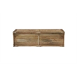 Solid Mango Wood Storage Ottoman with Carved Floral Front and Lift-Top