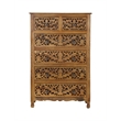 Solid Mango Wood 6-Drawer Tall Chest 54 Inch Brown Fully Assembled