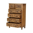 Solid Mango Wood 6-Drawer Tall Chest 54 Inch Brown Fully Assembled