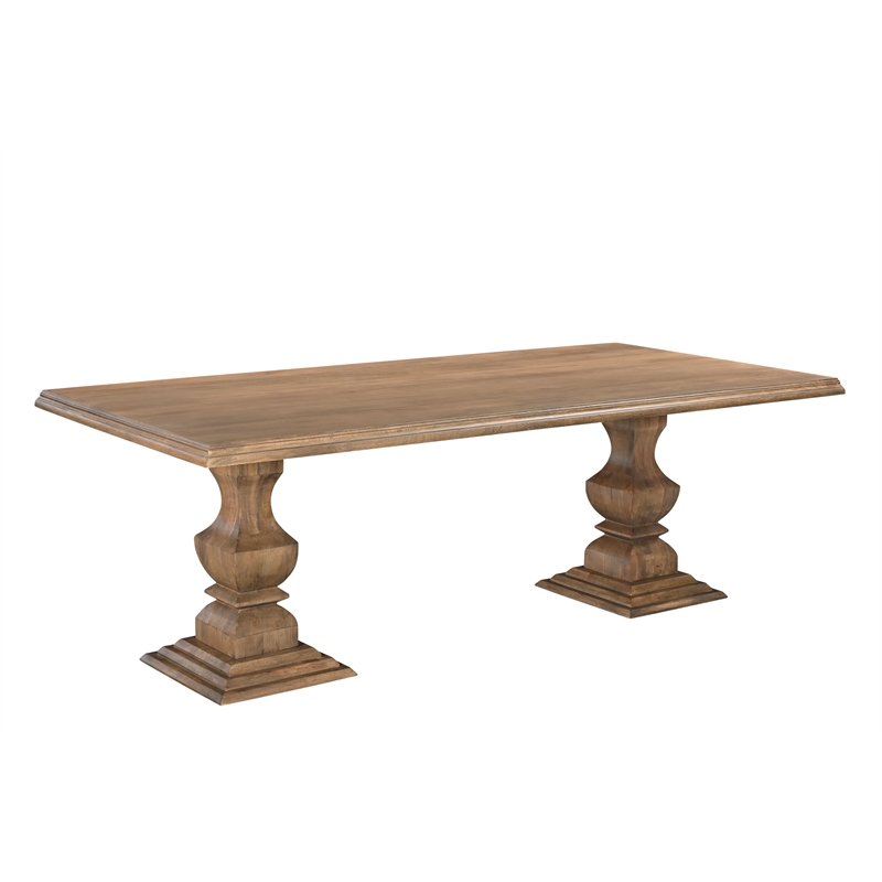 Lawrence Traditional 9-Piece Brown Solid Wood Dining Set with Pedestal Table