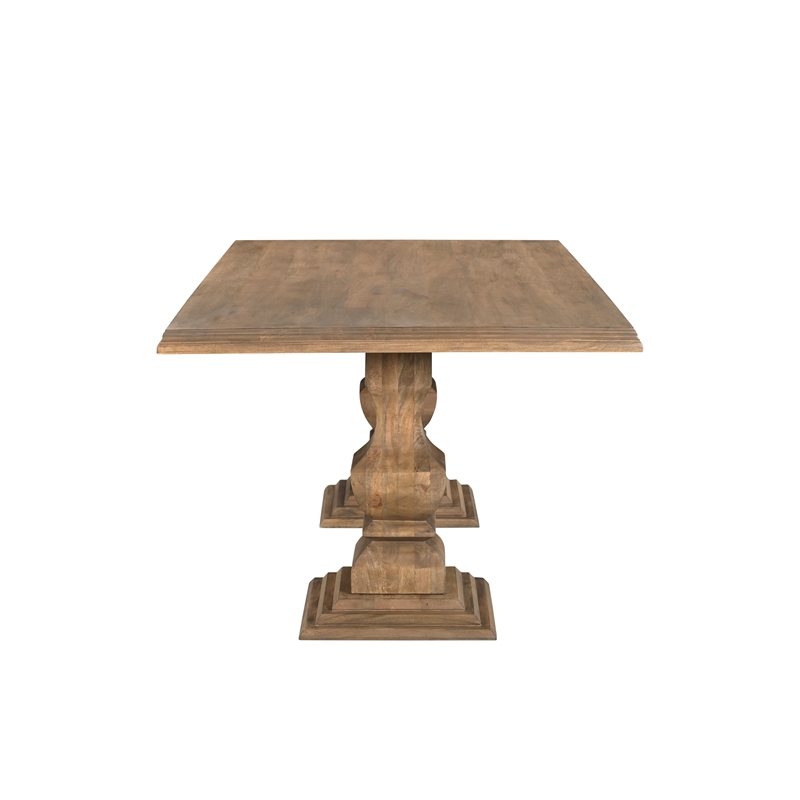 Lawrence Traditional 9-Piece Brown Solid Wood Dining Set with Pedestal Table