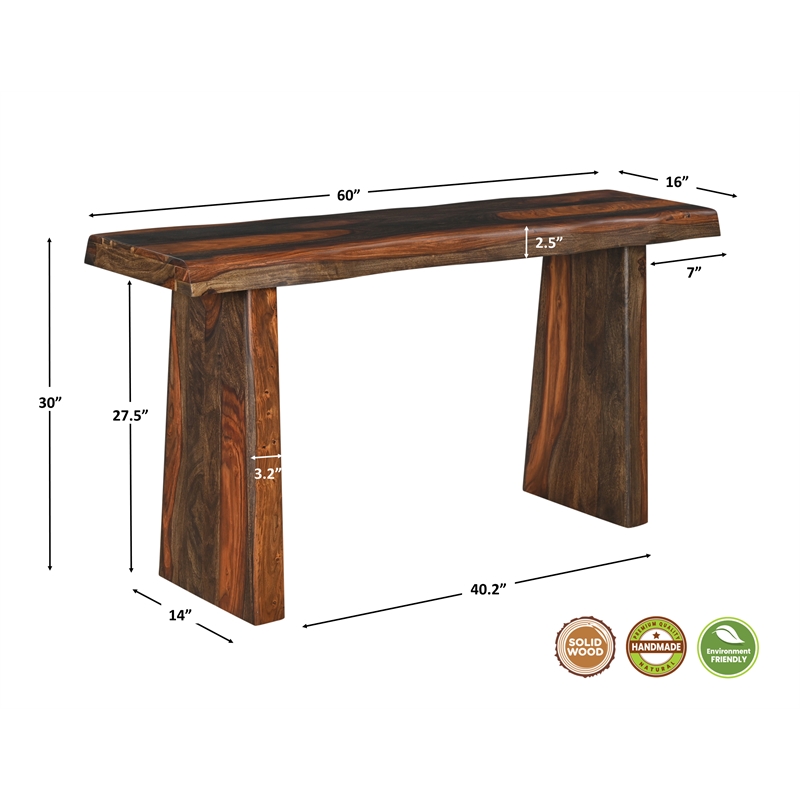 Darcy Brown Solid Wood 3-Piece Live Edge Living Room Table Set