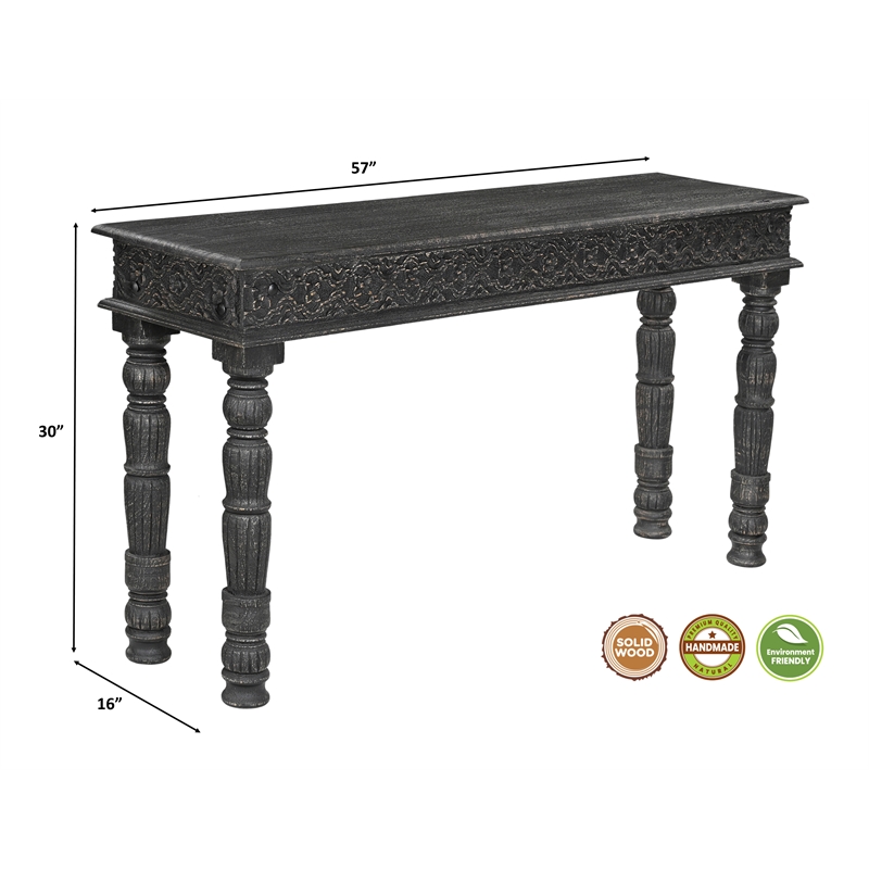 Milton Solid Wood 3-Piece Carved Living Room Table Set Weathered Finish