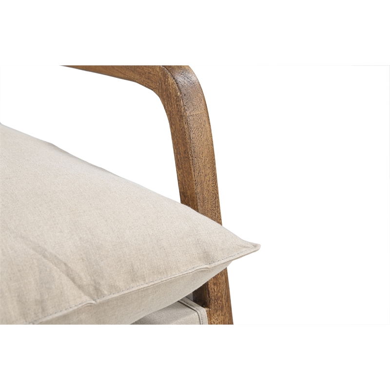 Maria Brown Solid Wood Hourglass Coffee Table and Linen Armchair 3-Piece Set