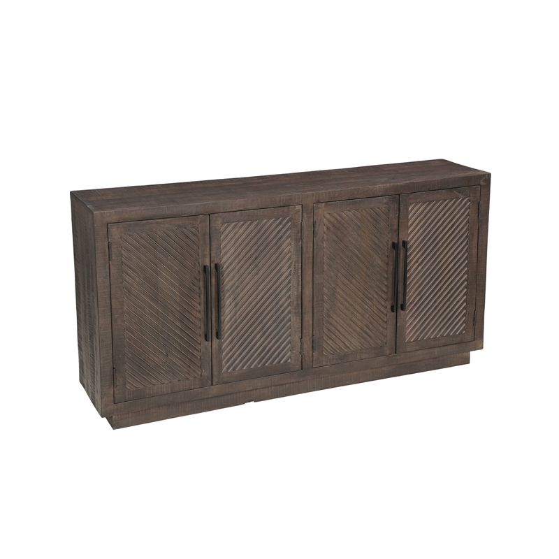 Lark Brown Fluted 4-Door Solid Wood Sideboard Storage Cabinet
